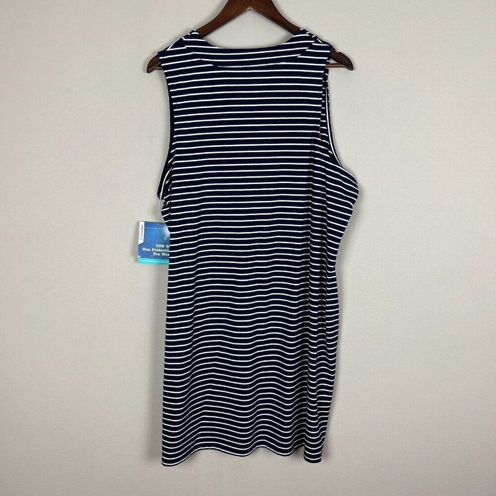 Coolibar Oceanside Tank Dress Womens XL Navy Blue Stripe Sleeveless UPF 50+ New - Picture 6 of 14